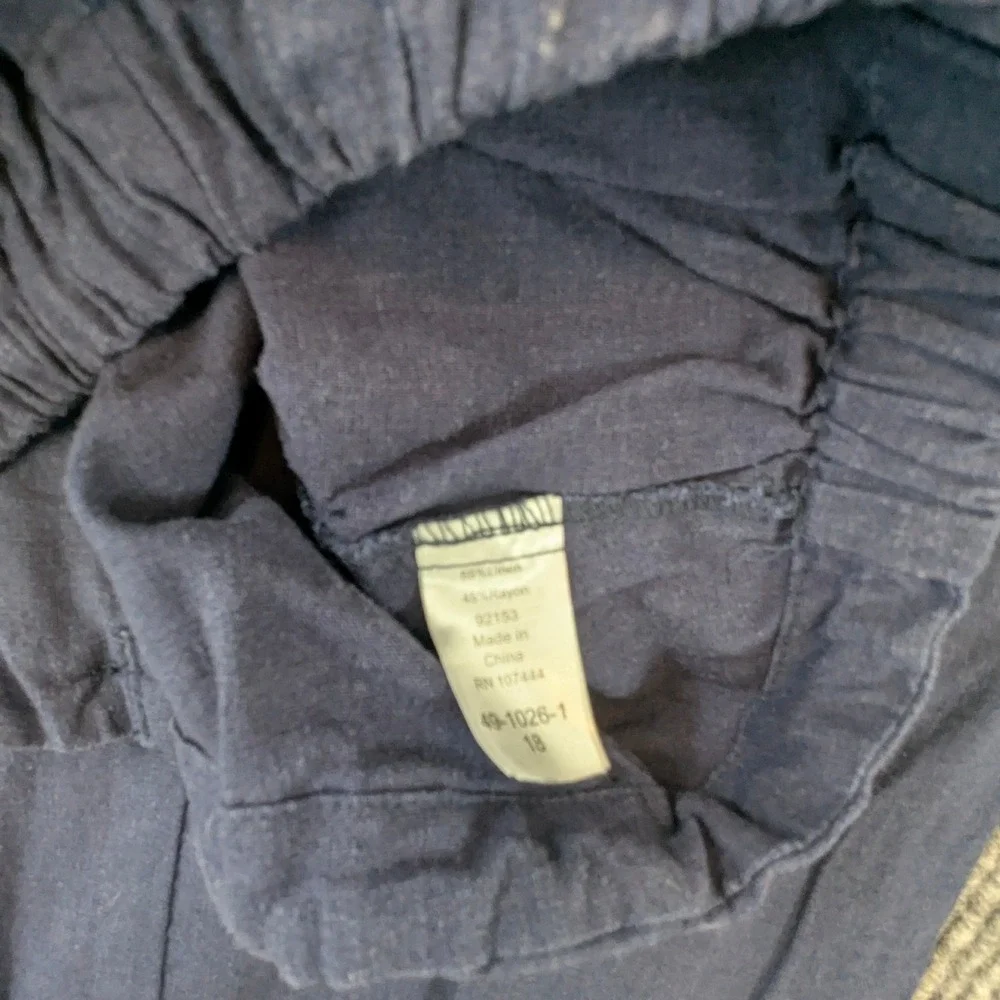Women Black Linen Blend Wide Leg‎ Pants JCA London Size 18 Drawstring Casual